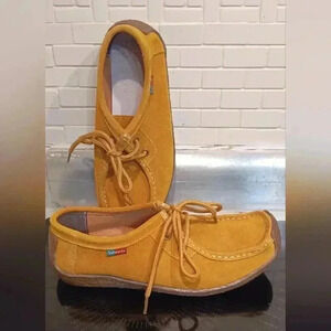 Yellow Women's Suede Loafers